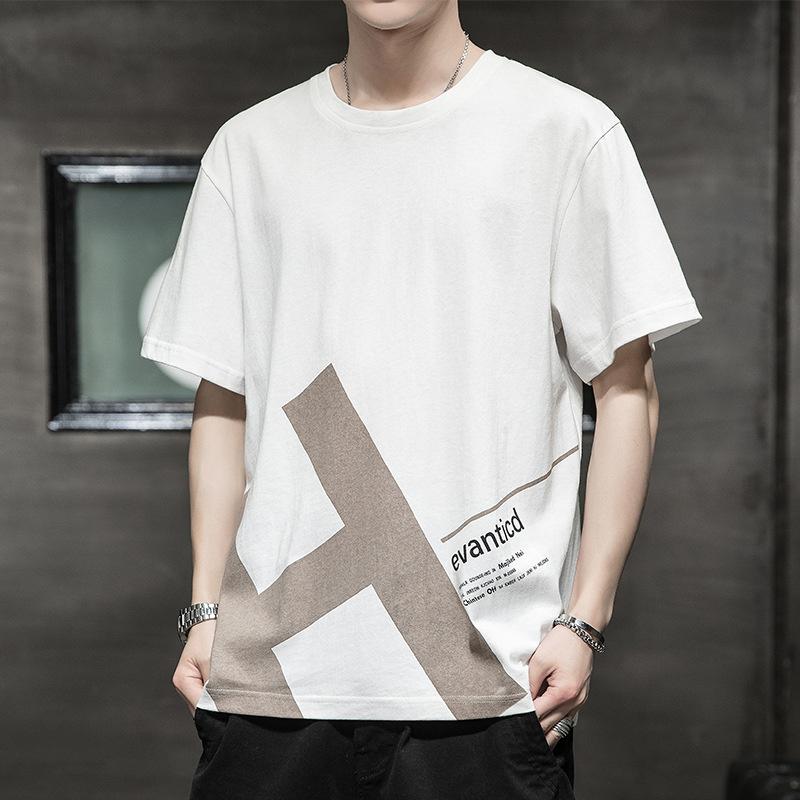 Men&#039;s T-Shirts 2021 Cotton T-shirt Short Sleeve Pullover White Casual Youth Summer Solid Color Loose Couple Dress Korean Style