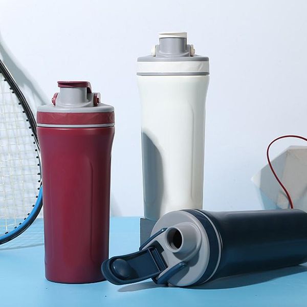 2021Amazon 800ml Large Capacity Time Marker GYM Outdoor Albumen Powder Stainless Steel Shaker Sport Water Bottle