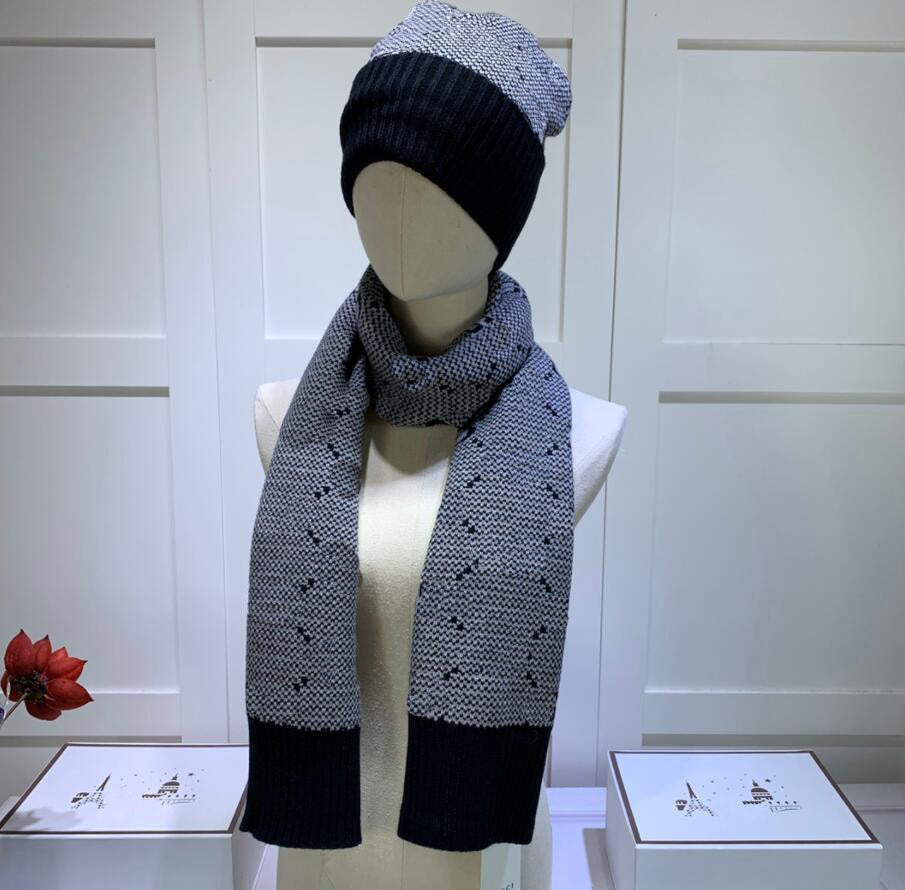 Winter Designer Mens Women Knitted Scarf and Hats Set Fashion Hats Scarves for Men Lady Beanie Hats Scarves 2 Piece Suit Multi Option