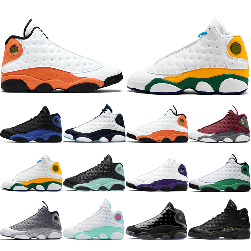 Top sale man basketball shoes 13s fashion Atmosphere Grey Aurora Green Cap and Gown Gold Glitter Hyper Royal Island Lakers Lucky Obsidian Playground