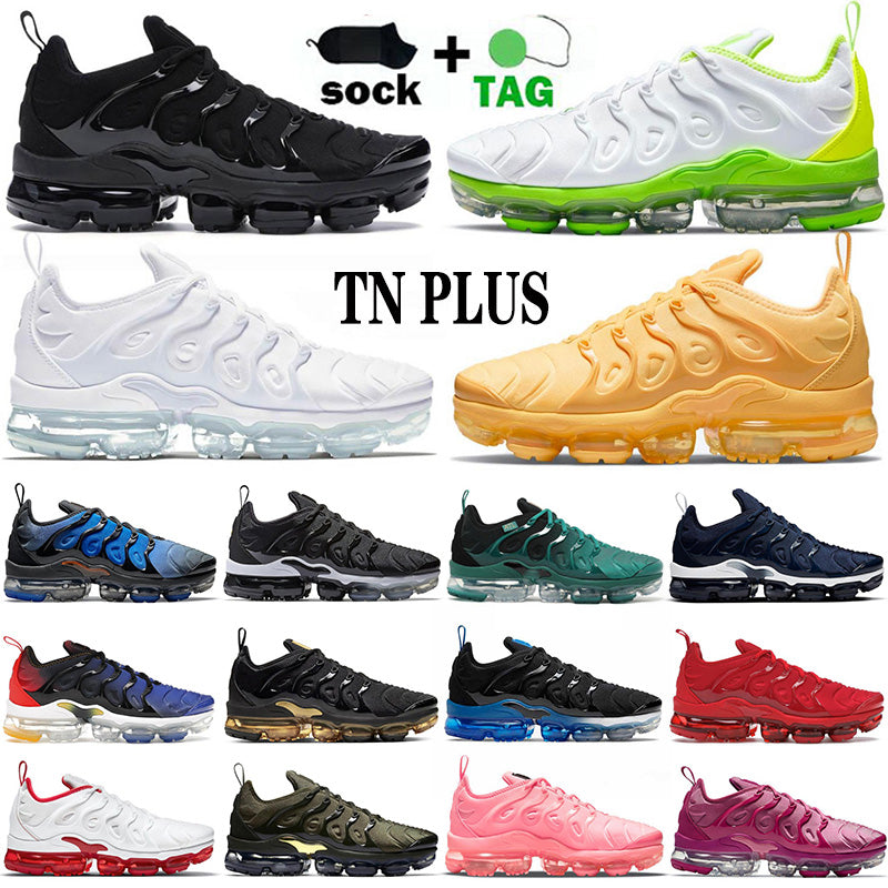TN Plus Running Shoes Mens Knicks Black Bubblegum Yolk Cherry Cool Grey Neon Olive Pure Platinum USA Dark Blue Womens Designer Trainers Sneakers Siz