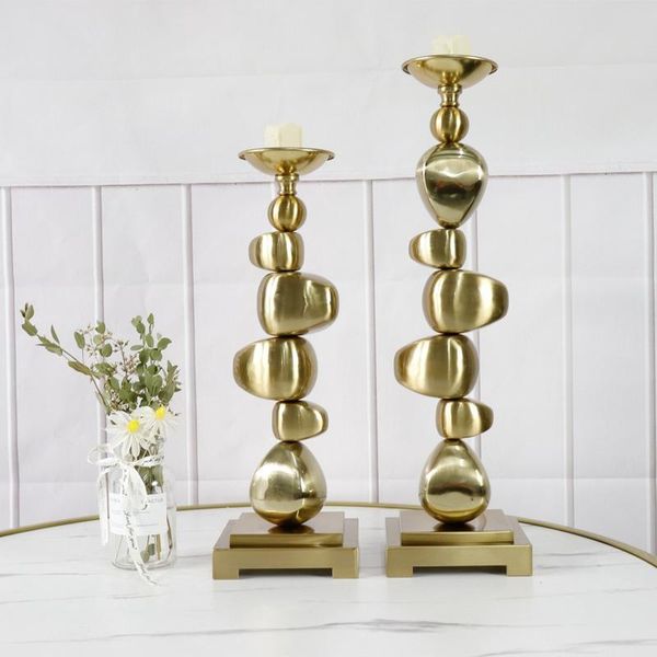 Candle Holders Nordic Creative Retro Candlestick Wedding Table Decoration Living Room Accessories Luxury Gold European Decor