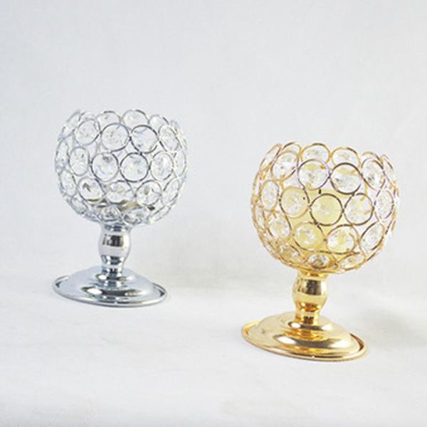 Candle Holders Crystal Cup Wedding Present Candlestick Tea Light Holder Stand For Events Home Party Decor Silver Golden