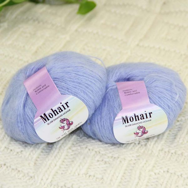 Sale 2BallsX25g Luxury Soft Mohair Yarn Crochet Mastic Tops Wrap Shawl Hand Knitting 291-22-2 Cloud Blue