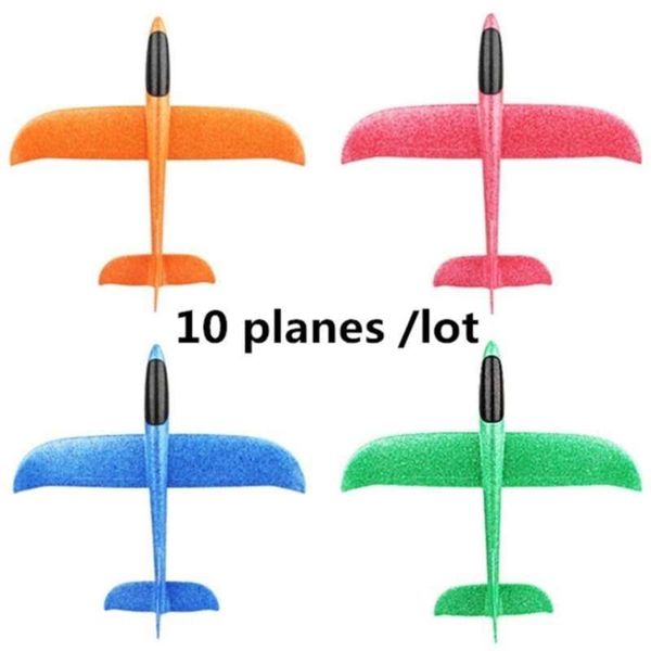 5-10pcs-lot Foam Material Hand Throw Plane Outdoor Glider Children&#039;s Gift Model Toy 48 Cm Fun Helicopter Toys 210925