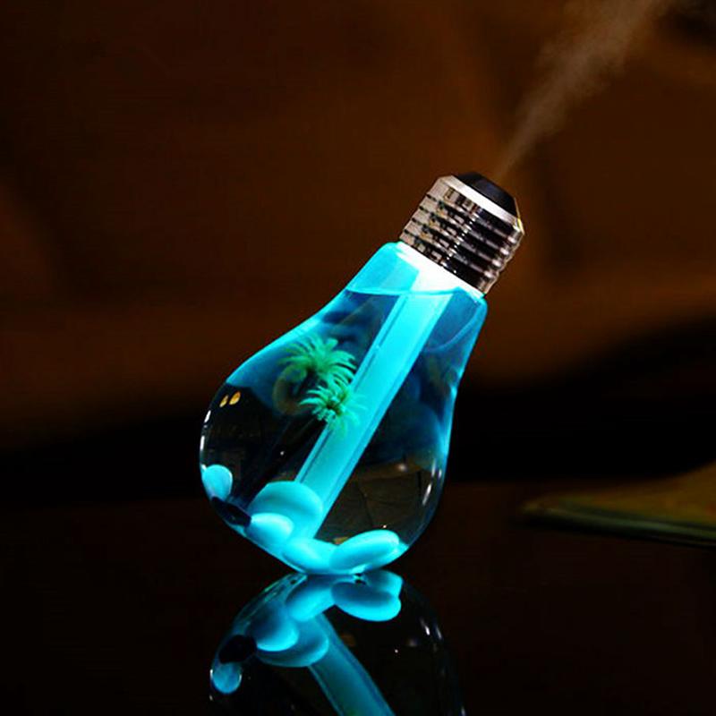 Humidifiers ELOOLE Creative Bulb Humidifier Mini Air Humidificador USB Fogger Mist Maker With LED Night Lamp Aroma Essential Oil Diffuser