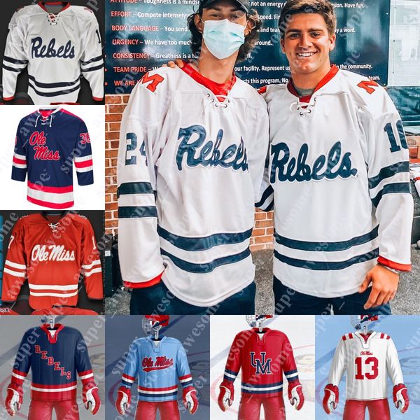 Ole Miss Hockey Jersey Nathan Pawlow Connor Storner Quinn Pichel Matt Warnecke Gage Young Ryan Troy Connor McMahon Robbie Spadetti Joseph Ro