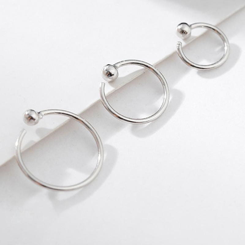 Hoop & Huggie Simple Silver Color Earrings For Women-Men Small Ear Bone Aros Tiny Nose Ring Girl Aretes Hoops