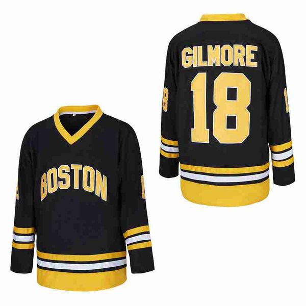 Movie Ice Hockey #18 GILMORE Jerseys Slap All Stitched Black Color Away Breathable Sport Sale High Quality