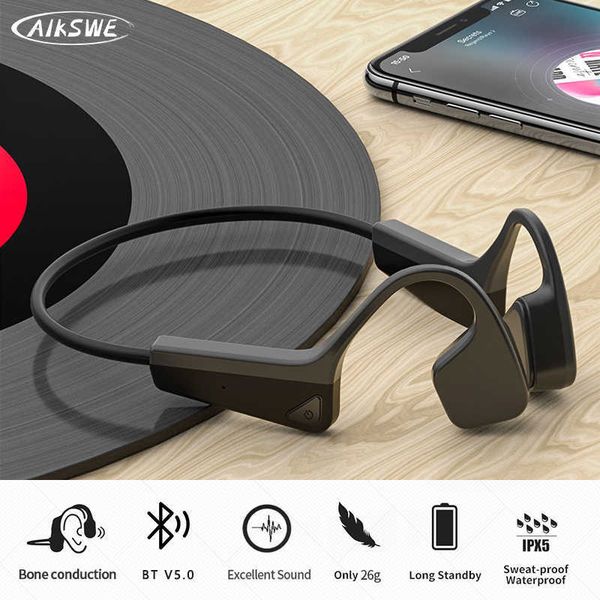 Aikswe Bone Conduction Headphones Wireless Sports Earphone Bluetooth-compatible Headset Hands-free with Microphone for Running