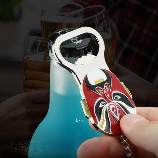 Creative Chinese Peking Opera Face Shaped Openers Beer Bottle Openers Keychain for Souvenirs Gifts JJE10111