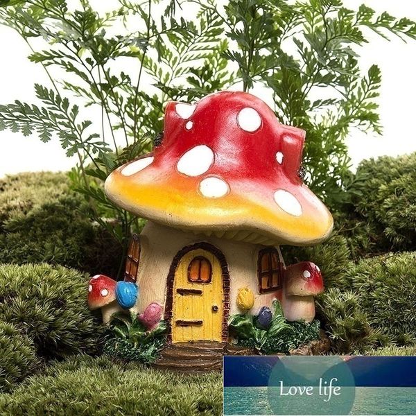 Cute 8.5cm*10cm Mushroom House Miniature Resin Ornament Fairy Garden Flower Potted Plant Craft Home Decor Factory price expert design Qualit
