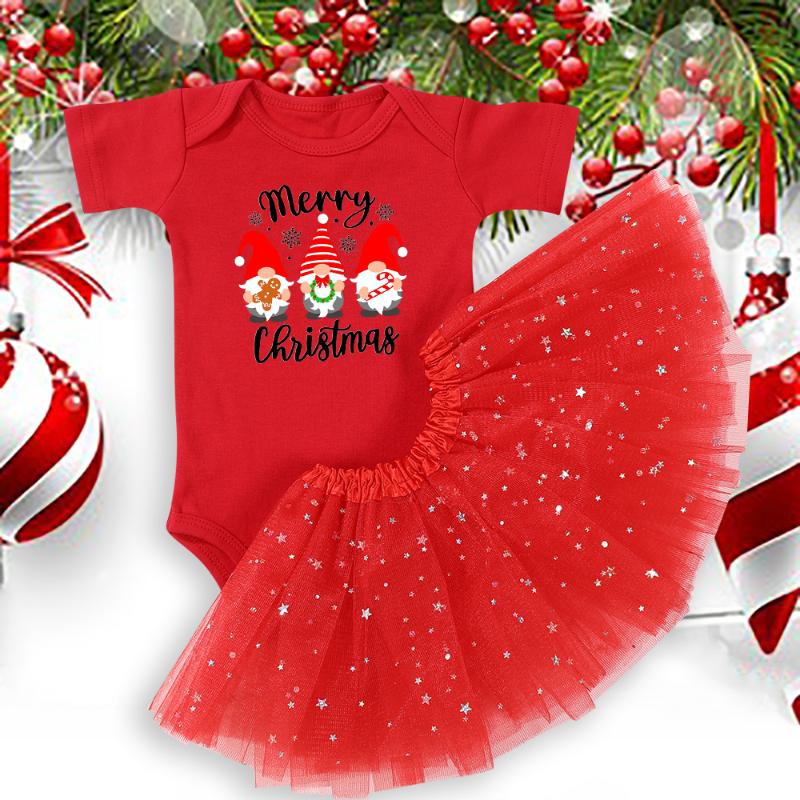 Skirts Snowman Christmas Love Toddler Girl Baby Red Jumpsuit Short Sleeve Romper Tutu Dresses Born Outfit Gift