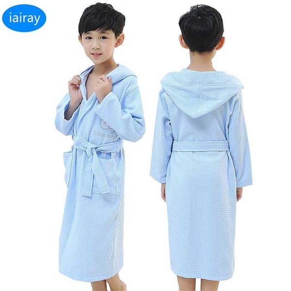 Cotton Bathrobe for Kids, Hooded Long Robe, Boys & Girls, Blue, Soft Pamas Bathrobe, Sleepwear Nightwear, 2024