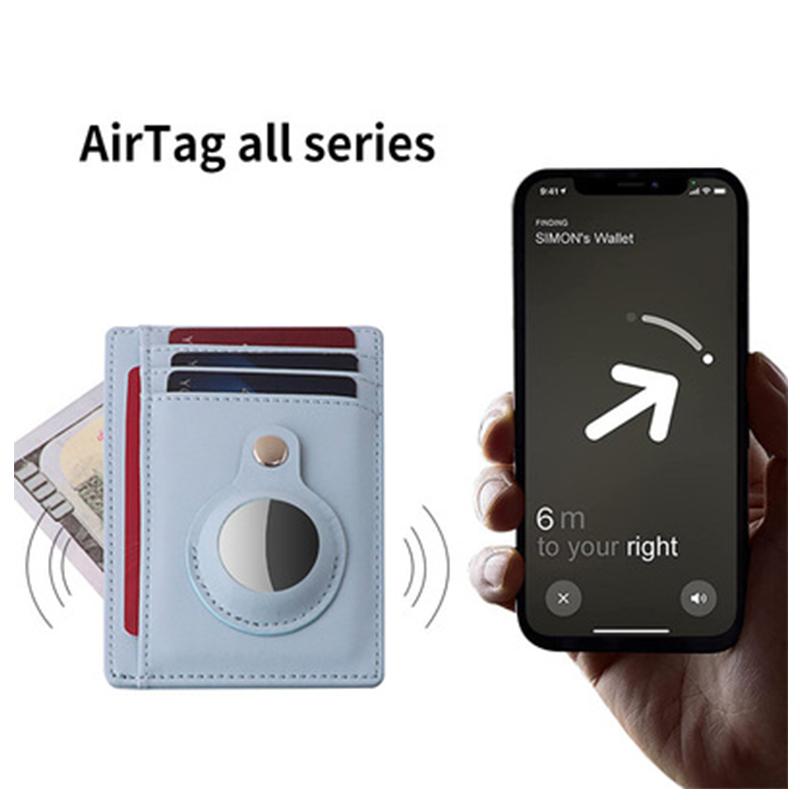 Card Holders Rfid AirTags Wallet Men Holder Money Bags GENUINE Leather For Air Tag Small Male Purses With Clips