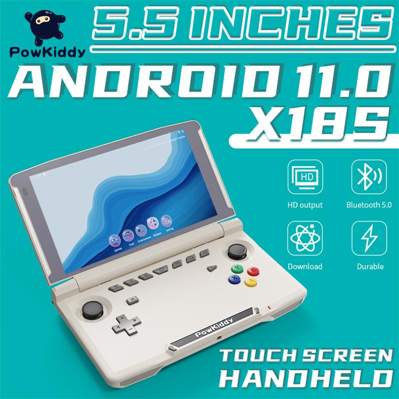 Portable Game Players POWKIDDY X18S Flip Handheld Console Android 11 Ram 4GB Rom 64GB 5.5 Inch Touch IPS Screen T618 Chip Mobile