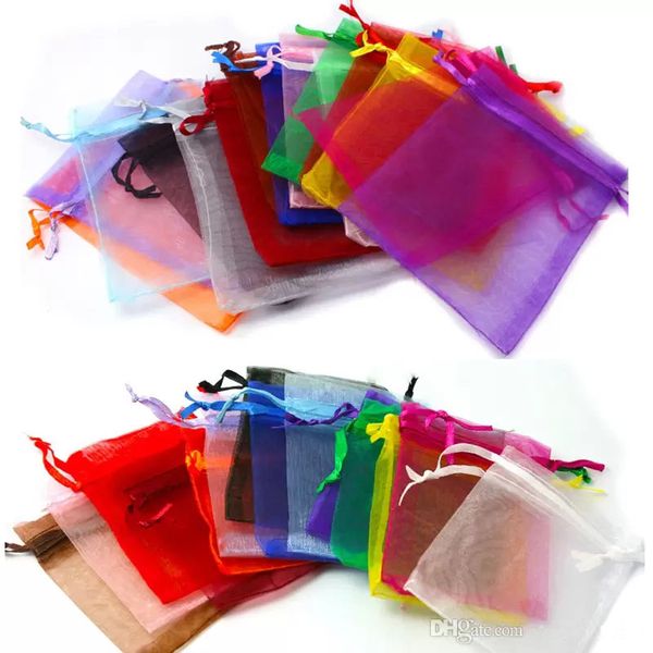 100pcs-lot 7x9 9x12 10x15cm 13x18cm Adjustable Jewelry Packing Bags Drawstring Bag Drawable Organza Bags Wedding Gift Candy Bags Pouches Who