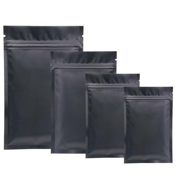 500pcs Matte Black Flat Aluminum Foil Zip Lock Bag Resealable Zipper Sugar Salt Snack Nuts Tea Coffee Beans Nail Beauty Xmas Gifts Packaging