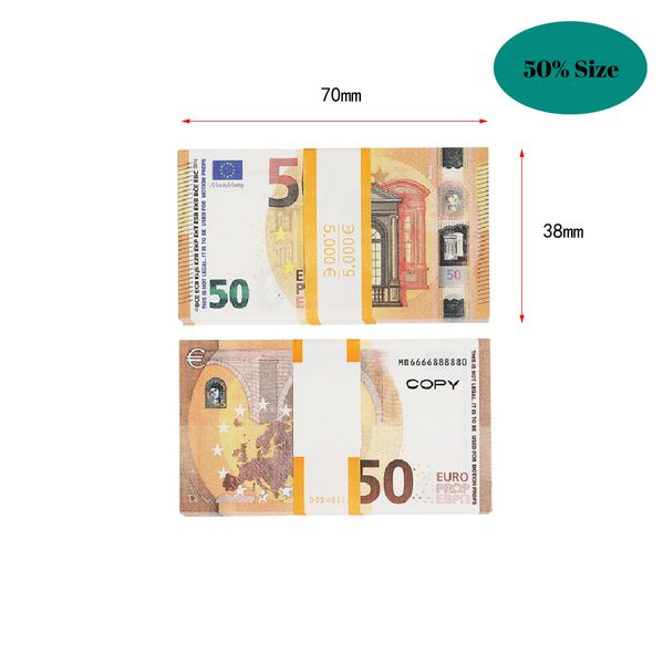 50% Size Prop Money Toy Party Games copy 10 20 50 100 Party fake money notes faux billet euro play Collection Gifts