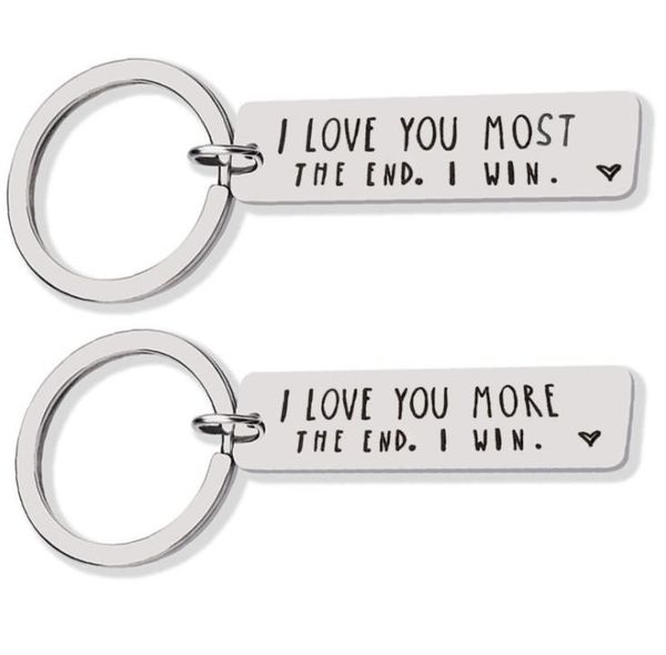 Party Favor I Love You Most More The End Creative Keyrings I-Win Couples Keychain Stainless Steel Key Holders SN3195