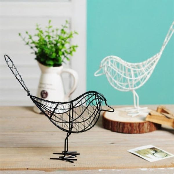 Metal Iron Wire Bird Hollow Model Artificial Craft Fashionable Home Furnishing Table Desk Ornaments Decoration Gift 211105