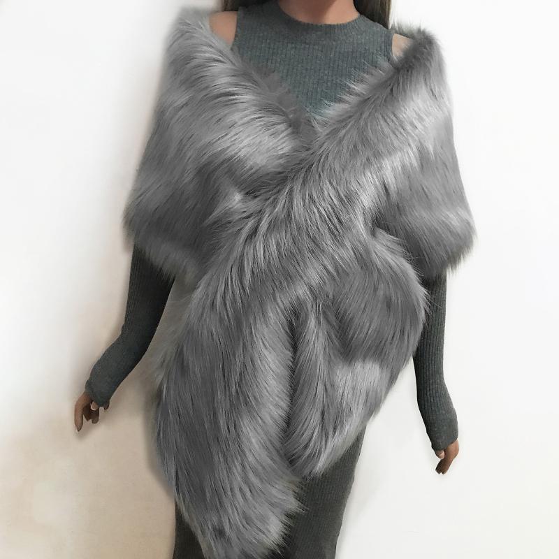 Scarves Womens Winter Warm Fake Fur Women Solid Color Plush Lapel Wraps Evening Dress Shawl Elegant And Noble Ladies Clubwear