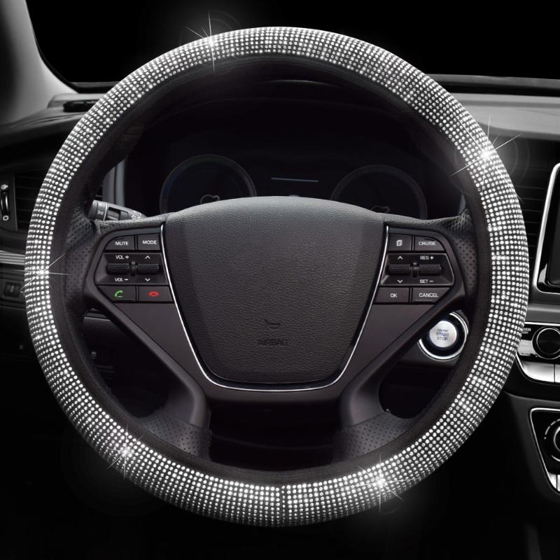 Steering Wheel Covers Universal Bling Red Diamond Car Cover Crystal Glitter Rhinestones Sparkling 37-39 Cm Auto Accessories For Girls