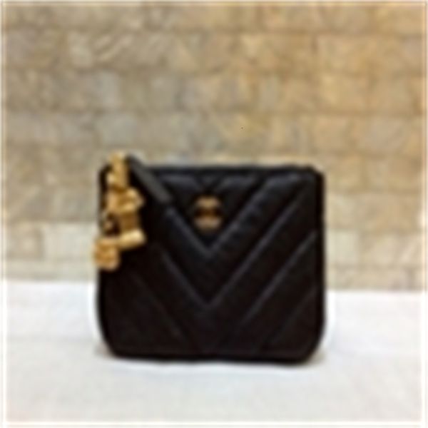 Black ball grain leather V pattern wallet A69253 REAL LEATHER Compact Long Wallets Chain Wallet Pouches Key Card Holders Phone Cases