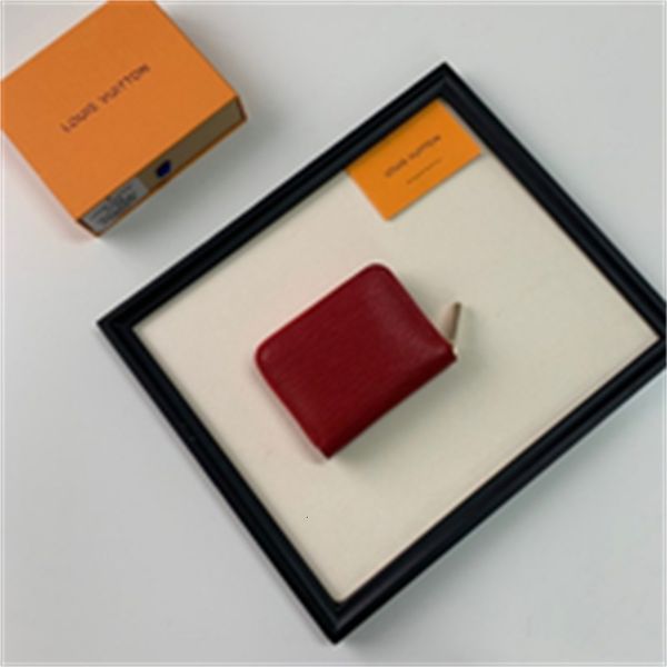 Compact Brand Designer Luxury Key M60067 Red Water Purse Ripple Coin Purse Clutches Men Real Leather Long Evening Chain Wallets Card Holders