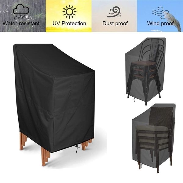 1-2-3Pcs Stacked Chair Dustproof Cover Storage Bag Outdoor Garden Seat Furniture Protector Waterproof Protection 211116