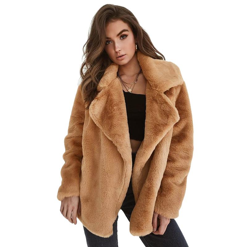 Women&#039;s Jackets Korean Fashion Coat Women Fleece Jacket Long Sleeve Open Front Turn Down Collar Spring Autumn Outerwear Tops