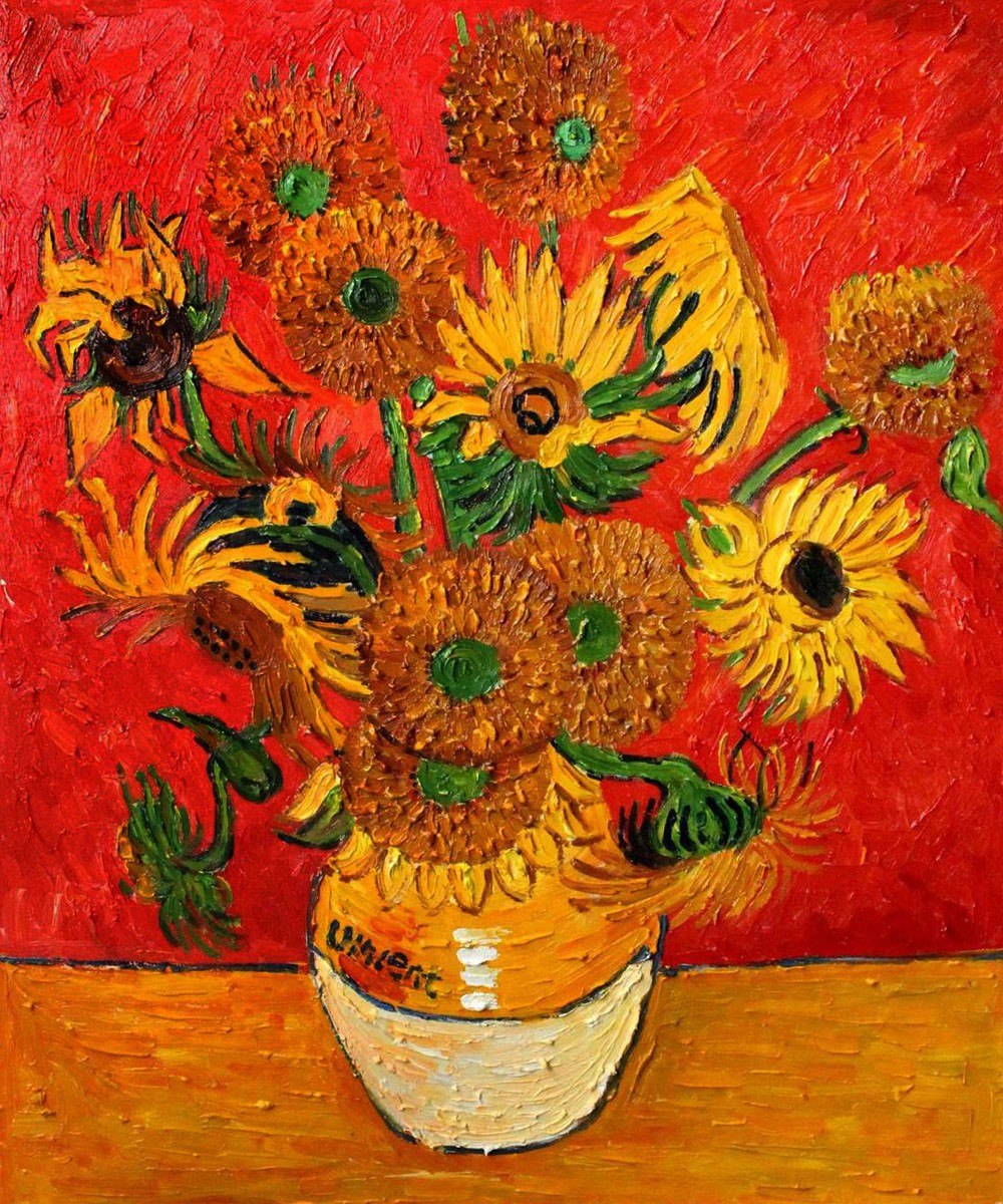 Sunflowers Oil Painting by Vincent Van Gogh Flower Canvas Wall Art Pictures Reproductions for Kitchen,Bathroom,Home Decoration,Impressionist,Vertica