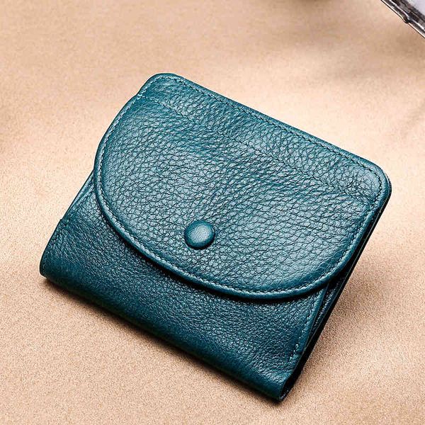 Selling Coin Change Bag Top Layer Natural Falling Grain Cowhide Solid Color Buckle Wallet Leather