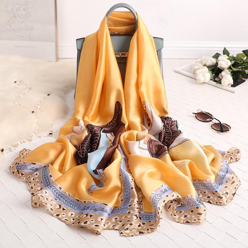 Scarves Korean Leopard Fringe Silk Lady Winter 180x90cm Scarf Luxury Summer Beach Towel Fashion Seaside Keep Warm Shawl