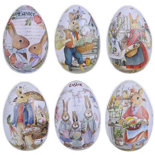 Easter Party Decor Eggs Shaped Color Rabbit Bunny Candy Chocolate Boxes Creative Mini Gift Packing Box Jewelry Storage Cans Home Party Decor