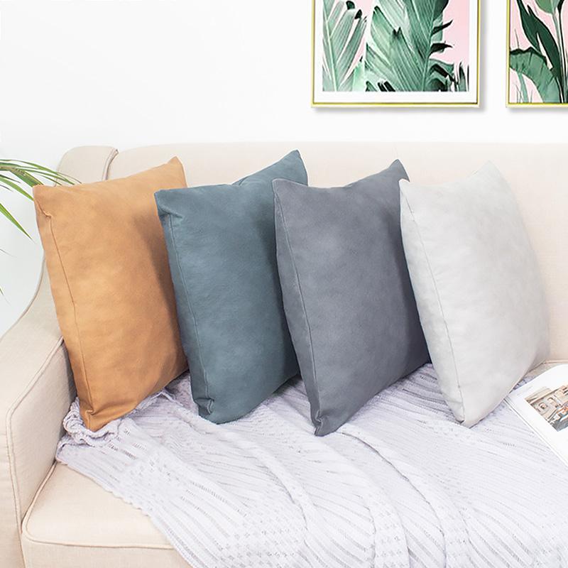 Cushion-Decorative Pillow 45cm Imitation Leather Pillowcases Decoration Cushions Covers For Sofa Bed Car Seat Cover Waterproof Throw Pillows