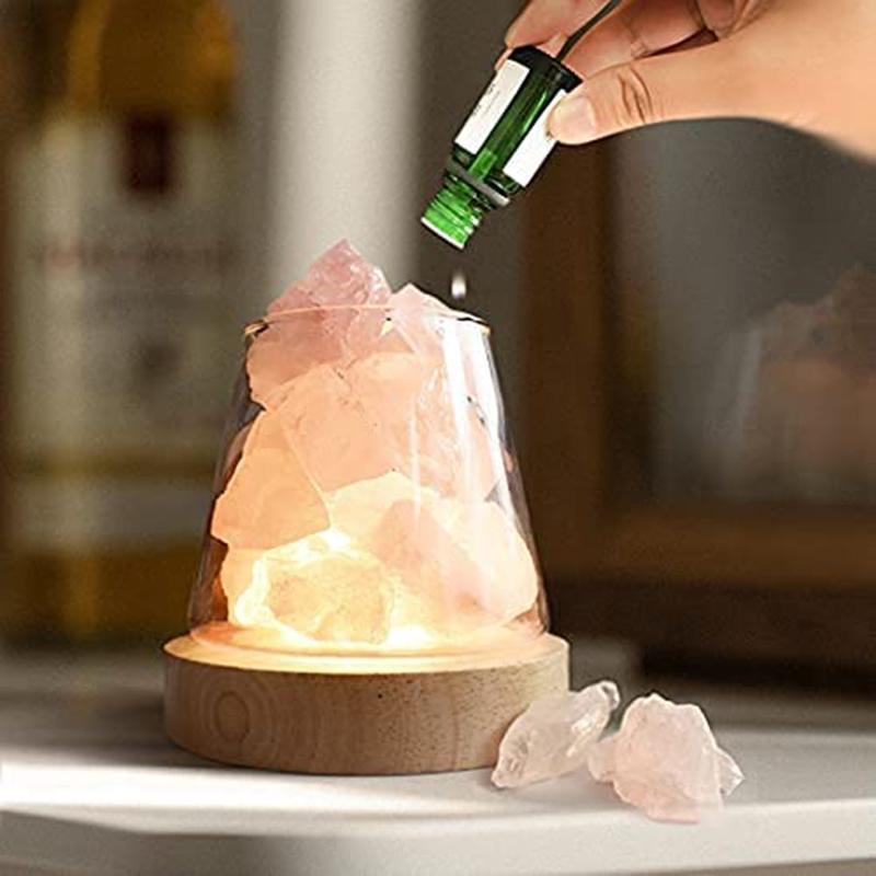 Humidifiers Natural Crystals Lamp Electric Aroma Diffuser Mist Essential Oil With Atmosphere Light For Car Home Office