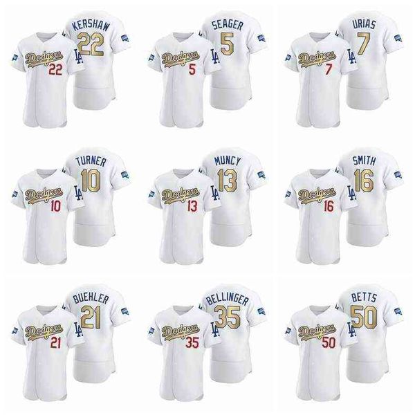 Baseball Jersey #10 Justin Turner 35 Cody Bellinger 50 Mookie Betts 22 Clayton Kershaw Custom White Gold Program Authentic Men Women Youth