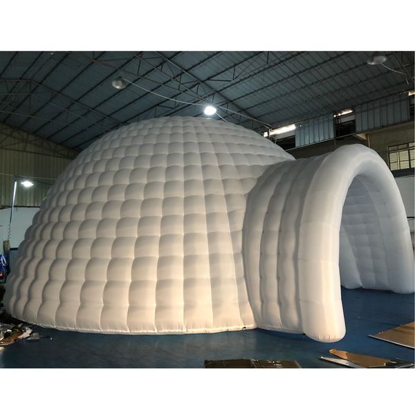Personalized 8X8 Meters Large White Inflatable Igloo Tent With LED Lighting,Blow Up Canopy Dome Marquee For Sale