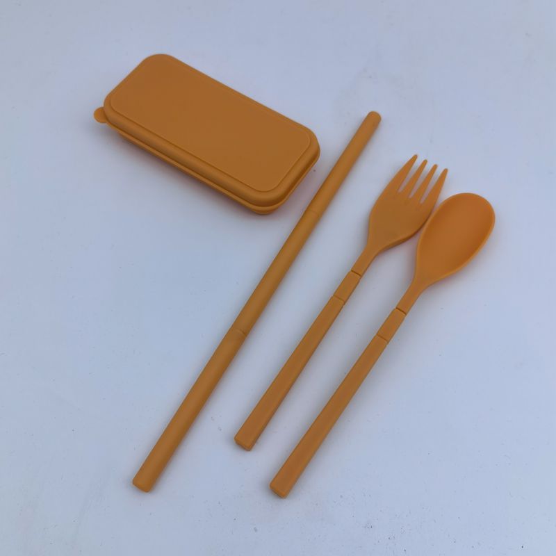 Verastore 3pcs-set Travel Cutlery Portable Cutlery Box Japan Style Wheat Straw Knife Fork Spoon Student Dinnerware Sets Kitchen Tableware