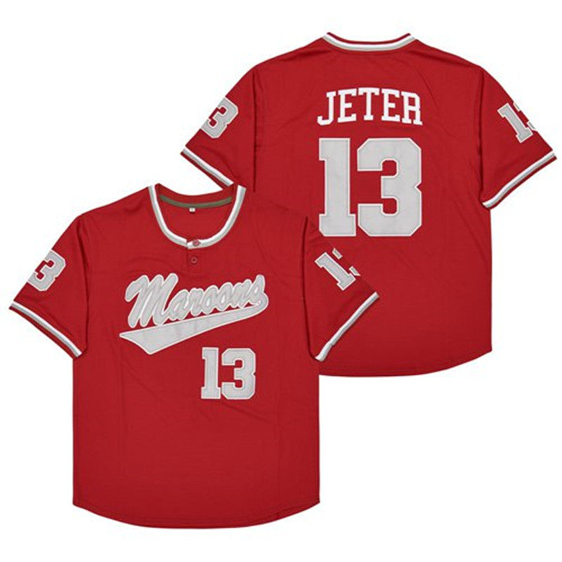 Men 2 13 Derek Jeter Baseball Jersey Retro ed Retirement Patch Home Away White Pinstripe Black Grey Kalamazoo HIGH SCHOOL Maroon Throwback Shirts 4X
