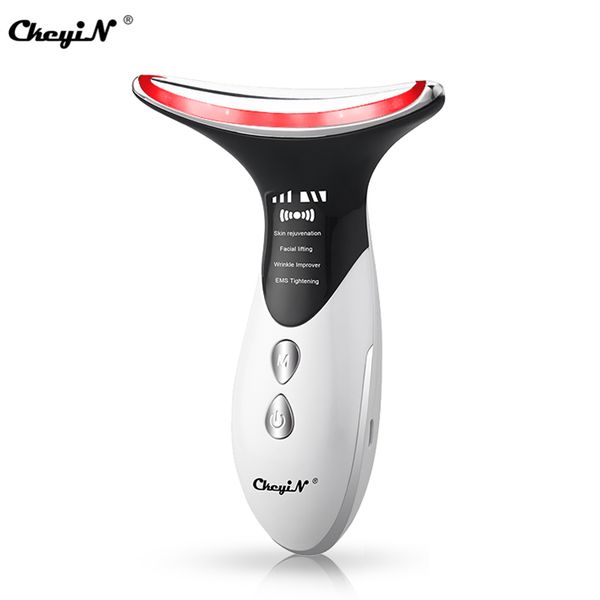 Ultrasonic Neck Massager Face Lifting EMS Micro-Currents Anti Wrinkles Tightening Facial Photon Therapy Beauty Instrument