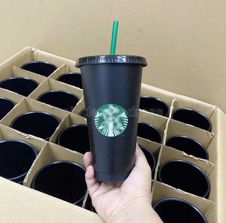 Starbucks Mug 24OZ Tumblers cups Plastic Drinking Juice With Lip And Straw Magic Coffee Mug Custom Transparent cup Double Durian Goddess
