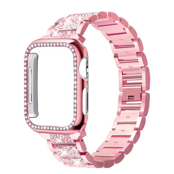 Diamond Cases + Imitation jewel watchband straps For Apple watch 49mm 41mm 45mm 40 42 38mm Accessories Bling Bumper Protector Cover iWatch s