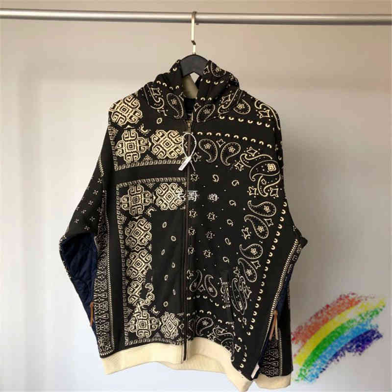 Fw Cashew Flower Printing Kapital Hoodie Men Women 1:1 High Quality Heavy Fabric Pullovers Front Back Stitching Sweatshirts Lw4u