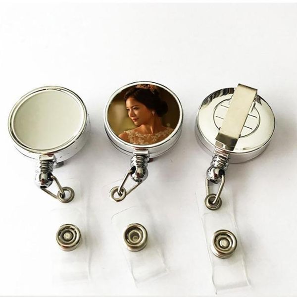 Sublimation Blanks Retractable Lanyard Name Tag Card Badge Holder Metal Clip Easy To Use Hot transfer Printing ABS Party Gifts New