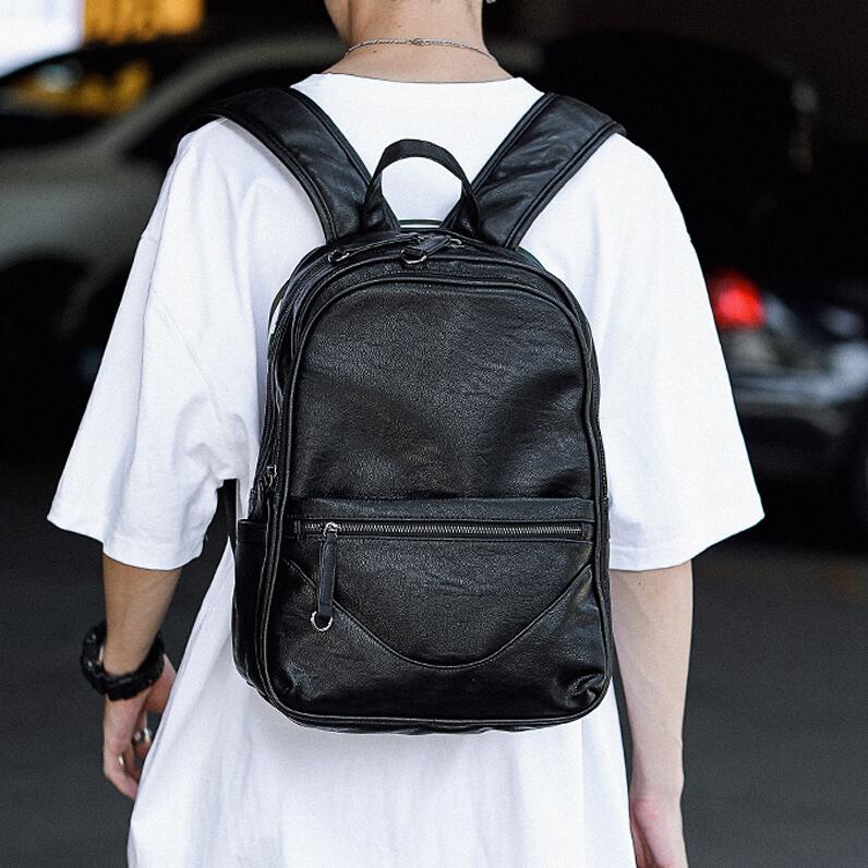 Factory wholesale men bag simple Joker leather mens backpack large outdoor leisure handbagsCollege style leathers fashion backpacks