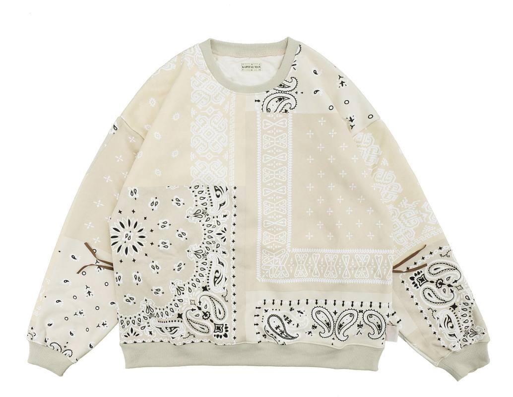 2021 New 21ss Hoodie Classic Cashew Flower Print 1:1 High Quality Stitching Sweatshirts Streetwear Kapital Pullover Men J7na