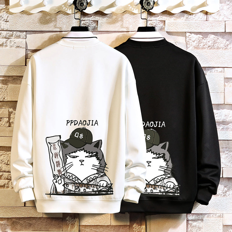 2021 New Funny Streetwear Maneki Neko Fortune Printed Male Sweatpants Plutus Cat Autumn Japanese Hip Hop Style Casual Hoodie Couple M6su
