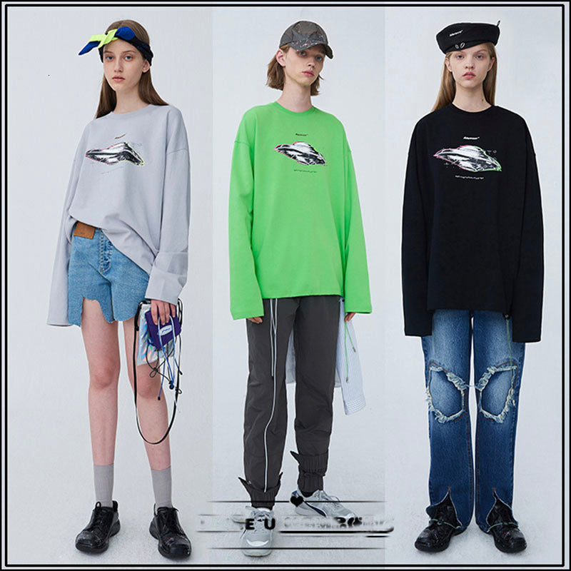 2021 New Green Gray Black Ader Error Sweatshirts Men Women 1:1 Abstract Ufo Printing Pullover Loose Adererror Hoodie 6uxi